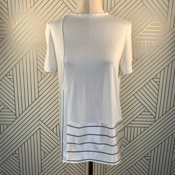 St John Heavy Sleek Mixed-Media Top with Stripe - Picture 3 of 12